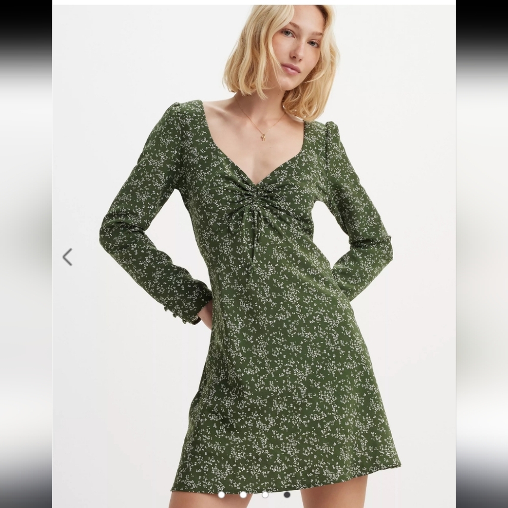 Levi's Green Floral Long Sleeve Dress